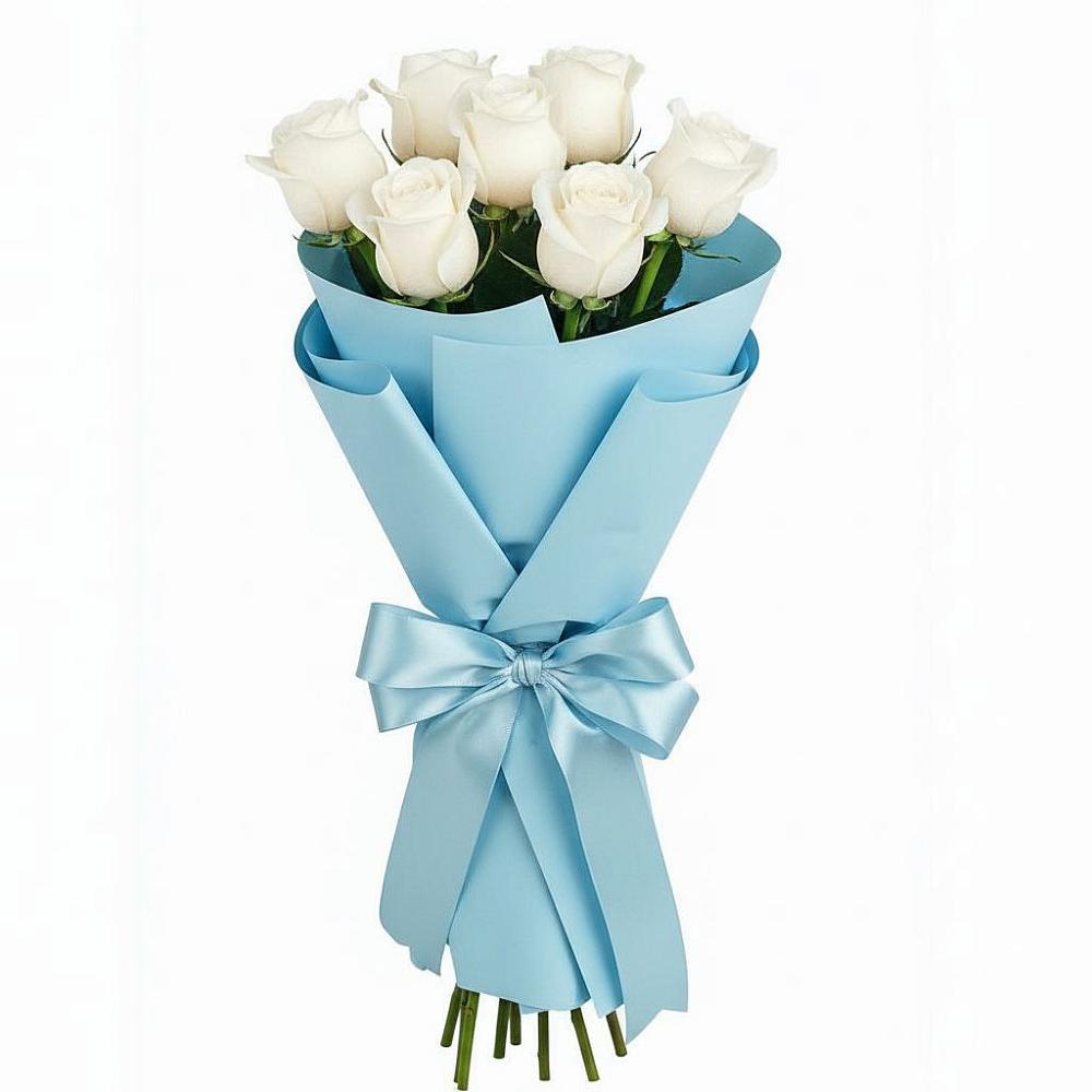 Букет 7 белых роз Проуд в Никольске