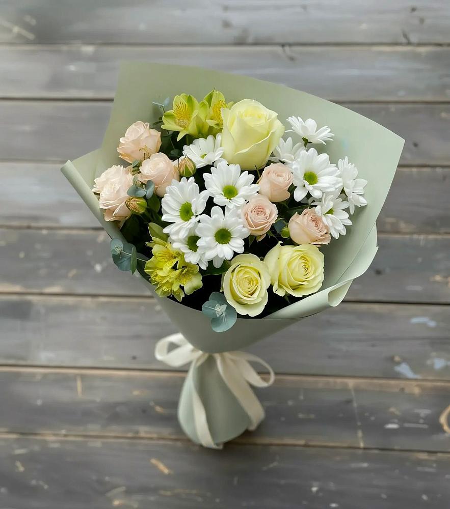 Букет цветов из: Альстромерии, Розы и Хризантемы в Никольске