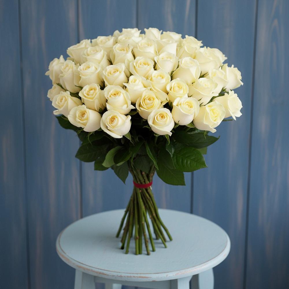 Букет 51 Белая роза Эдлесс Лав в Никольске