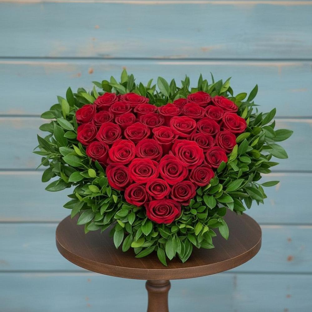 Цветочная композиция из Розы в виде сердца в Никольске