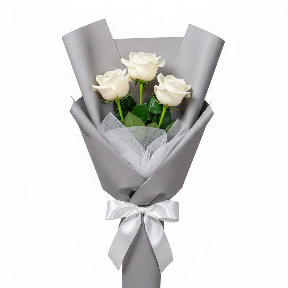 Букет 3 белые розы в Никольске