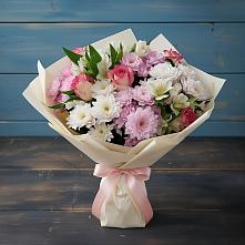 Букет цветов из:  Хризантемы, Альстромерии и Розы #REPLACE_PRED# Никольске